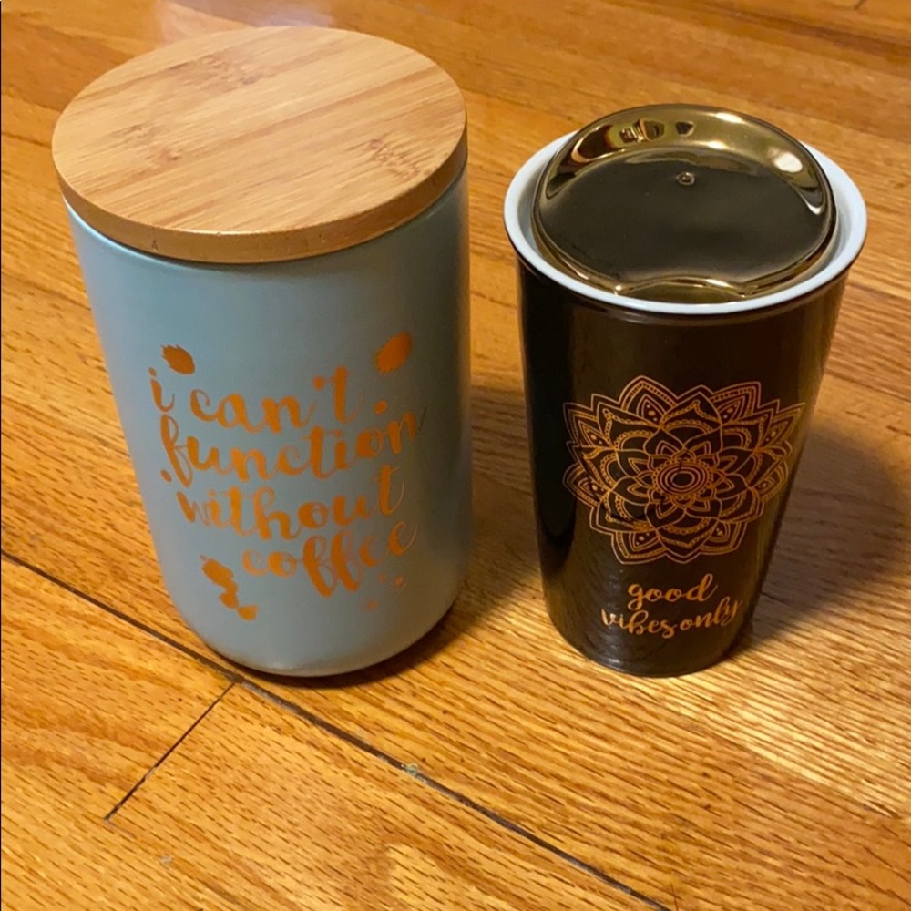 Coffee jar and coffee mug combo
